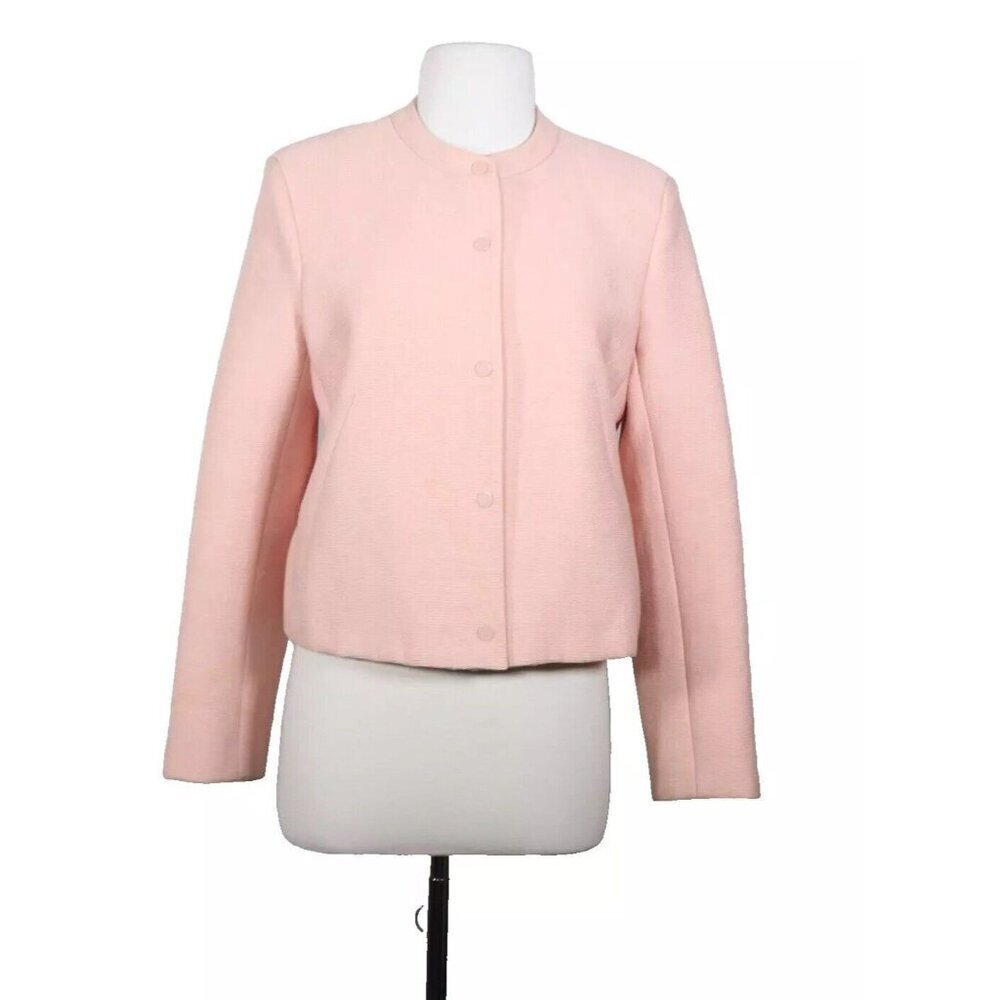 Sandro Women’s 40 Small Rose Pink Textured Blazer Jacket Snap Button V6824E-60